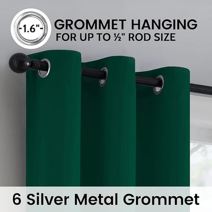 SimpleHome Dark Green 100% Blackout Curtains Room Darkening Living Room 72 | - Image 7