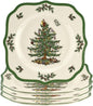 Spode Christmas Tree Scalloped Salad Plates (Set of 4) - Holiday-Themed Stoneware Appetizer Plate - 9 Inch Christmas Dinner Dish - Colorful Gifts & Mistletoe Accents - Dishwasher & Microwave Safe