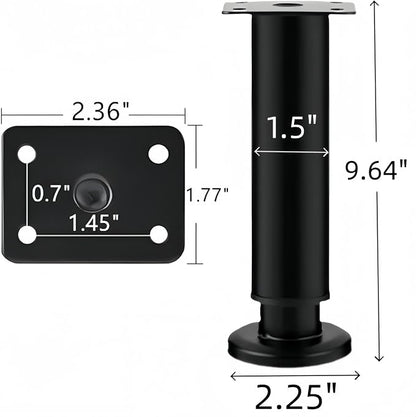 4PCS Adjustable 9.64-16.6 Inch Metal Furniture Legs Black Furniture Replacement - Image 2