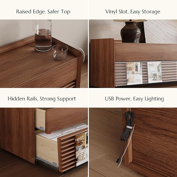 POVISON Fully-Assembled Mid Century Modern TV Stand, 118.11" Wood Media Console - Image 6