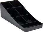 Mind Reader Cup and Condiment Station, Countertop Organizer, Coffee Bar, Kitchen, Stirrers, 7.25"L x 15.5"W x 5.25"H, Black