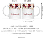 Andaz Press 11oz. Wedding Ceramic Coffee Tea Mug Gift, Fall Autumn Marsala Burgundy Flowers Roses Florals, Bridesmaid, 1-Pack, Includes Gift Box