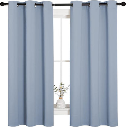 NICETOWN Vintage Blue Blackout Curtains 45 inches Length - Image 2
