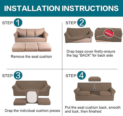 Turquoize 3 Piece Sofa Covers for 2 Cushion Couch Sofa Slipcover Soft Couch - Image 6