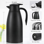 70 oz Thermal Coffee Carafe, Updated 2 PCS Insulated Stainless Steel Coffee Carafes for Keeping Hot Coffee & Water Hot Beverage-12Hours, Double Walled Vacuum Coffee Carafe(Black+Red)