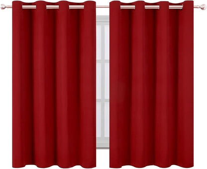 Blackout Curtains 66 x 54 Inch Long Red Curtains Set of 2 Panels Room Darkening - Image 2