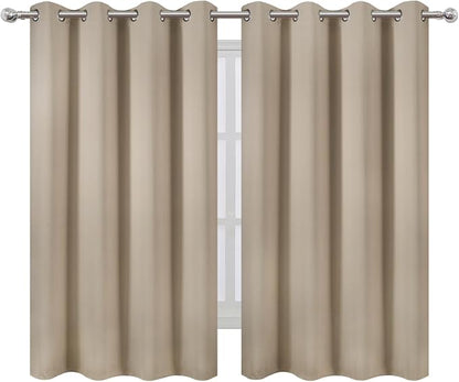 Khaki Thermal Blackout Curtains/52 x 54 Inch/Set of 2 Panels Room Darkening - Image 2