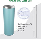 20 oz Skinny Tumblers with Lid and Straw,Stainless Steel Vacuum Insulated Tumbler Cup Double Wall Travel Coffee Mug, Thermal Water Tumbler for Hot and Cold Drinks(Glacier blue,4)