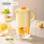 Delove Borosilicate Glass Pitcher with Lid & Auto Spout – Shatterproof Plastic Shell, Wide Mouth Design – 62 oz (1.9 Quart) Jug for Boiling Water, Iced Tea, Juice & Cold Brew Coffee (2, Yellow)