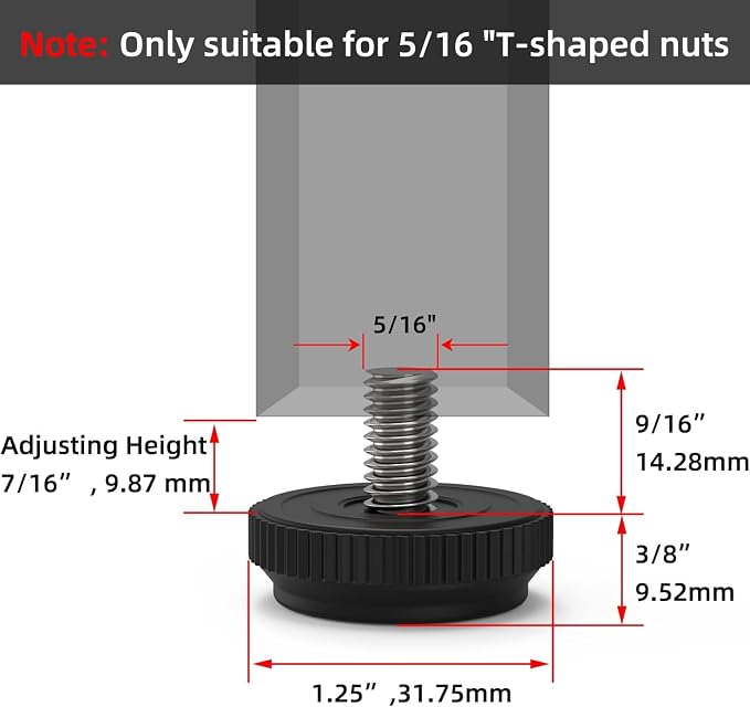 ONEHOME 16 Pack 5/16-18 Stainless Steel Adjustable Threaded Furniture Leg - Image 4