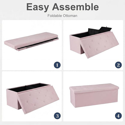 DUMOS 43in Foldable Storage Ottoman Bench, Storage Chest, Large End of Bed Foot - Image 5