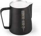 MHW-3BOMBER Milk Frothing Pitcher, 20oz/600ml Milk Frother Cup for Barista, SUS304 Stainless Steel Espresso Steaming Pitchers for Milk/Coffee/Latte Art (Matte Black) P3014B-OS