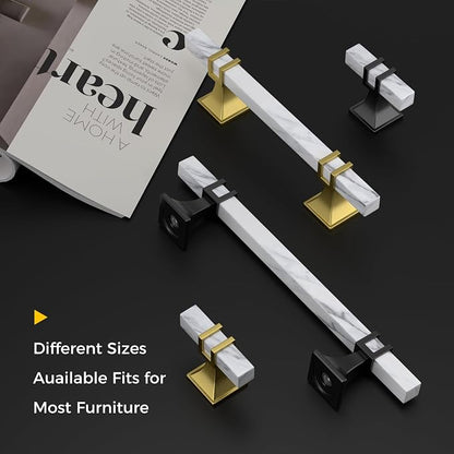 Rergy Cabinet Handles Marble Drawer Pulls and Knobs, T-Bar Hardware - Image 5
