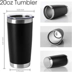 HASLE OUTFITTERS 20oz Stainless Steel Tumblers Bulk, Insulated Travel Cup with Lid, Double Wall Vacuum Coffee Mug for Cold & Hot Drinks 4 Pack, Black