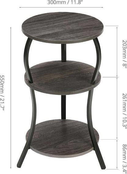 Vintage Small Round Side Table, 3-Tier Slim Waist Circular End Table - Image 3