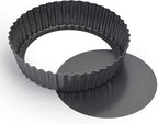 2 Pack Nonstick Tart Pan, Quiche Pan, Carbon Steel Deep-dish Pie Pan with Removable Loose Bottom (11 In)