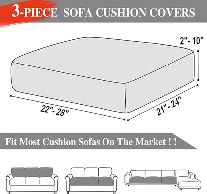 LA MEACK Couch Cushion Covers Seat Cushion Cover Stretch Couch Cover Separate - Image 6