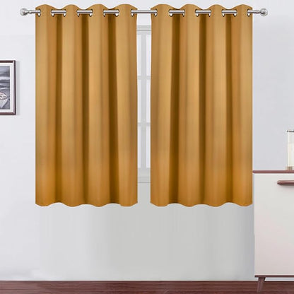 Blackout Curtains 66 x 54 Inch Long Mustard Yellow Curtains Set of 2 Panels by Lemomo