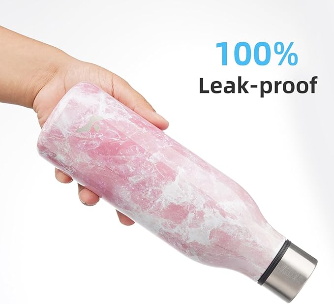 Insulated Water Bottle with Strap,18 oz Double Wall Stainless Steel Vacuum Bottles Metal Water Flask,Blossom