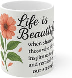 11 OZ Novelty Coffee Mugs - Christmas Gift (Inspirational Floral)