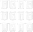 12 Pcs 3.4 Oz Transparent Lab Measuring Cup, 100ml Plastic Beaker Cups, for Science Experiment, Liquid Measuring