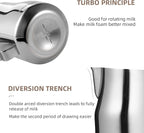 MHW-3BOMBER Milk Frothing Pitcher 12oz/350ml Milk Frother Cup Espresso Steaming Pitcher Stainless Steel Milk Frother Cup Barista Latte Art Round Spout Latte Art Pitcher P7121S