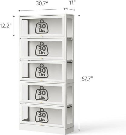 Display Cabinet with Acrylic Glass Doors, 5-Tiers Curio Cabinet with LED - Image 2