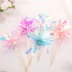 30 Pieces Happy Birthday Cake Toppers Foil Firework Cupcake Toppers Sparkle Tinsel Flower Drink Stirrers for Cake Decoration Party Supplies