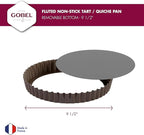 Paderno World Cuisine 9.5 Inch Fluted Non-Stick Tart Pan with Removable Bottom