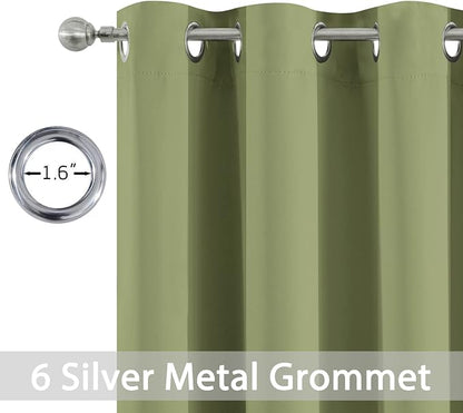 Yakamok Room Darkening Curtains 42x63 inch Length Sage Green-Living Room | 2 - Image 2