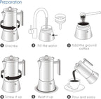 Easyworkz Diego Stovetop Espresso Maker Stainless Steel Italian Coffee Machine Maker 12Cup 17.5 oz Induction Moka Pot
