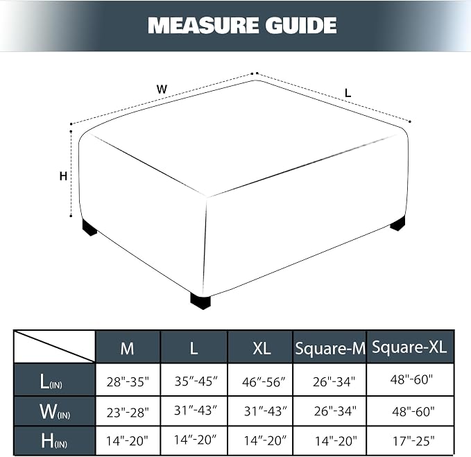 NeColorLife Square Ottoman Cover Jacquard Fabric Ottoman Slipcover Thick - Image 4