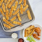 Nordic Ware Oven Crisp Baking Tray 2pc Set Includes Pan and Rack; Natural Aluminum For Air Frying, Crisping, Broiling, Baking