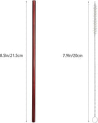 10 Pcs Stainless Steel Straws, Reusable Drinking Straws, Straight Metal Straw Sets with 2 Pcs Cleaning Brushes (8.5 Inch, Red)