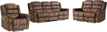 EBELLO 3 Pieces Reclining Living Room Set, Overstuffed Soft Fabric Manual - Image 8