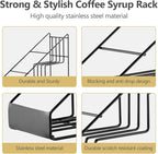Coffee Syrup Rack for Coffee Bar Accessories, Fits with Torani and Monin Syrup, Coffee Bar Organizer Holds 4 Bottles 2 Pack