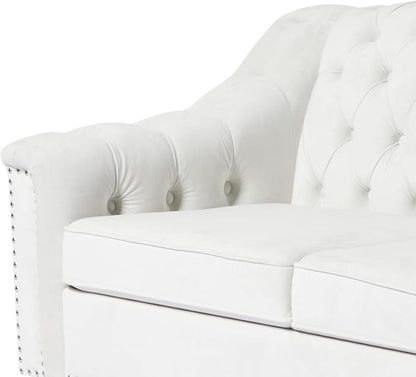 LEVNARY White Velvet Chair for Bedroom, Upholstered Sofa Chair - Image 6