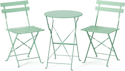 VINGLI Outdoor Folding Bistro Table and Chairs Set of 2, 3-Piece Bistro Set by VINGLI