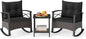 Tangkula 3 Piece Rattan Rocking Chair Set, Patio Rocker Bistro Set by TANGKULA