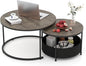 Tangkula Round Nesting Coffee Table Set of 2, Wooden Center End Table by TANGKULA