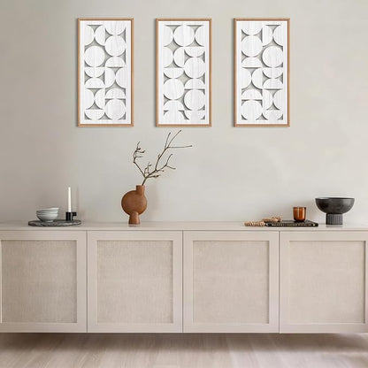 IARTTOP White Abstract Wood Wall Art Framed 8x16 Inch Set of 3 Modern - Image 4