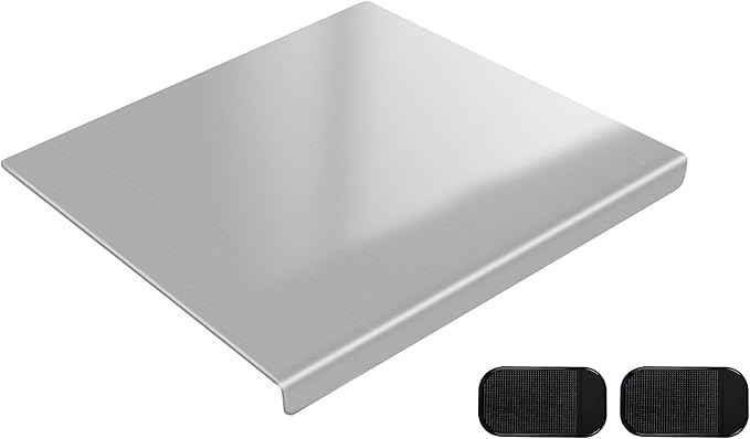 304 Stainless Steel Cutting Board with 2 Pack Non-Slip Mats, Yoposeo Heavy Duty Baking Cutting Chopping Boards for Kitchen, Meat, Fruits, Vegetables, Bread and Baking (15.7" X 11.8"/ 40 X 30cm)