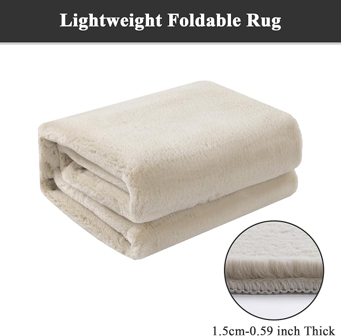 SHACOS Ultra Soft 6x9 Faux Rabbit Fur Rug - Image 5