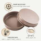 Non Toxic Nonstick 9 inch Round Cake Pans Set of 2 | Quality Non Stick 9 inches Layer Circle Cake Pan 2 inches Deep | Best 9in Baking Pan PFOA, BPA free Nontoxic | 9inch 9inches Cake Pans Set