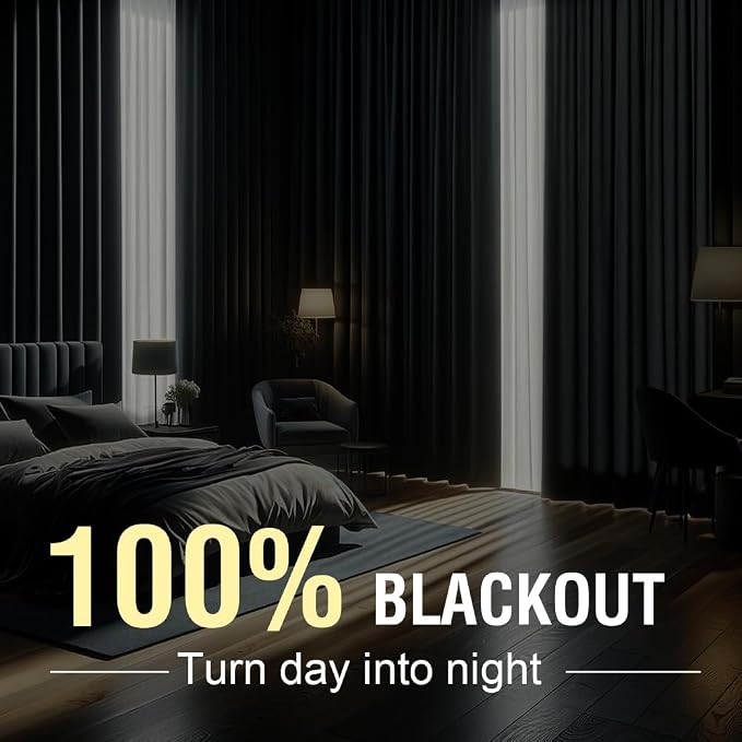 H.VERSAILTEX Linen Blackout Curtains 45 Inches Long 100% Absolutely Blackout - Image 2