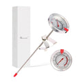 Candy Thermometer Waterproof - Oil Thermometer for Frying with Clips - 9" Side of Pot Thermometer Deep Fry for Oil Candy Candle BBQ - Silver
