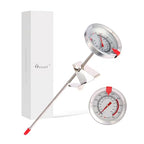 Candy Thermometer Waterproof - Oil Thermometer for Frying with Clips - 9" Side of Pot Thermometer Deep Fry for Oil Candy Candle BBQ - Silver