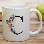 Retreez Initial A-Z Floral Botanical Bouquet Alphabet Monogrammed Monogram Mug 11 Oz Ceramic Tea Coffee Mugs - Appreciation Thank You Wedding Birthday Gifts for her friend coworker sister - C Initial