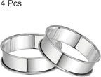 HARFINGTON 4pcs Crumpet Rings 3.15" Nonstick Round Cake Ring Stainless Steel Double Rolled English Pastry Rings for Kitchen Baking Crumpet Dessert, Silver