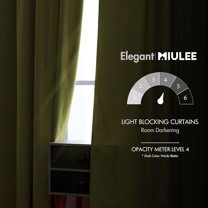 MIULEE Velvet Curtains 52x90 inches 2 Panels Moss Green Blackout Curtains | - Image 5